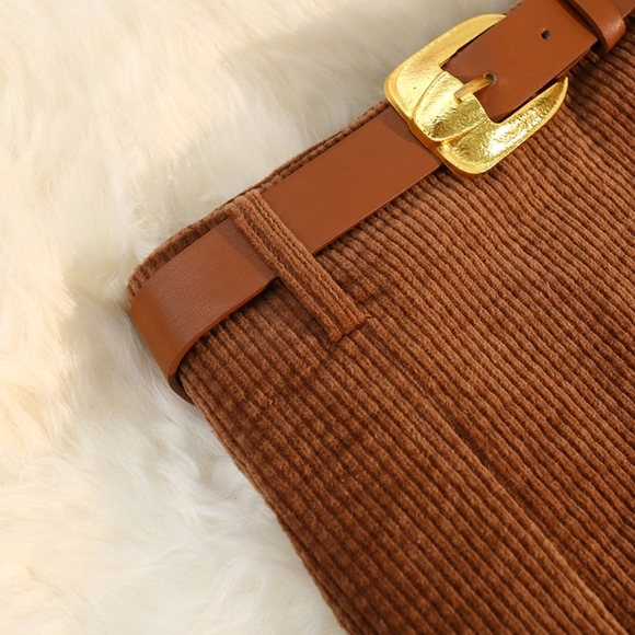 Winter Brown Maxi Skirt with a belt - Picture 3 of 6